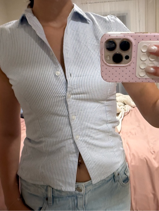 Brandy Melville Tops - Brandy Melville Blue Polo Shirt